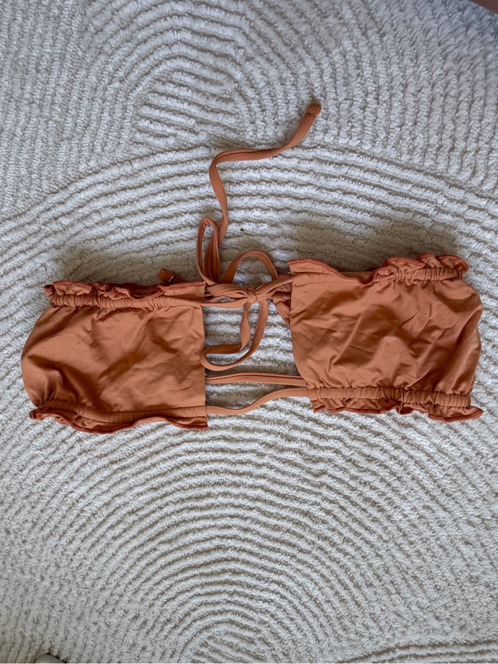 Toast Swim Strapless Ruffle Bikini Top, XS - Orange